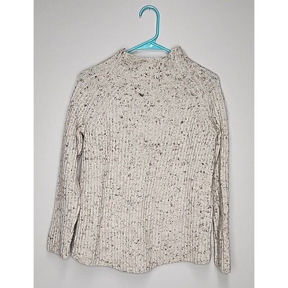 Madewell Donegal Northfield Mockneck Wool Beige Oversized Knit Sweater Womens XS - Picture 7 of 9